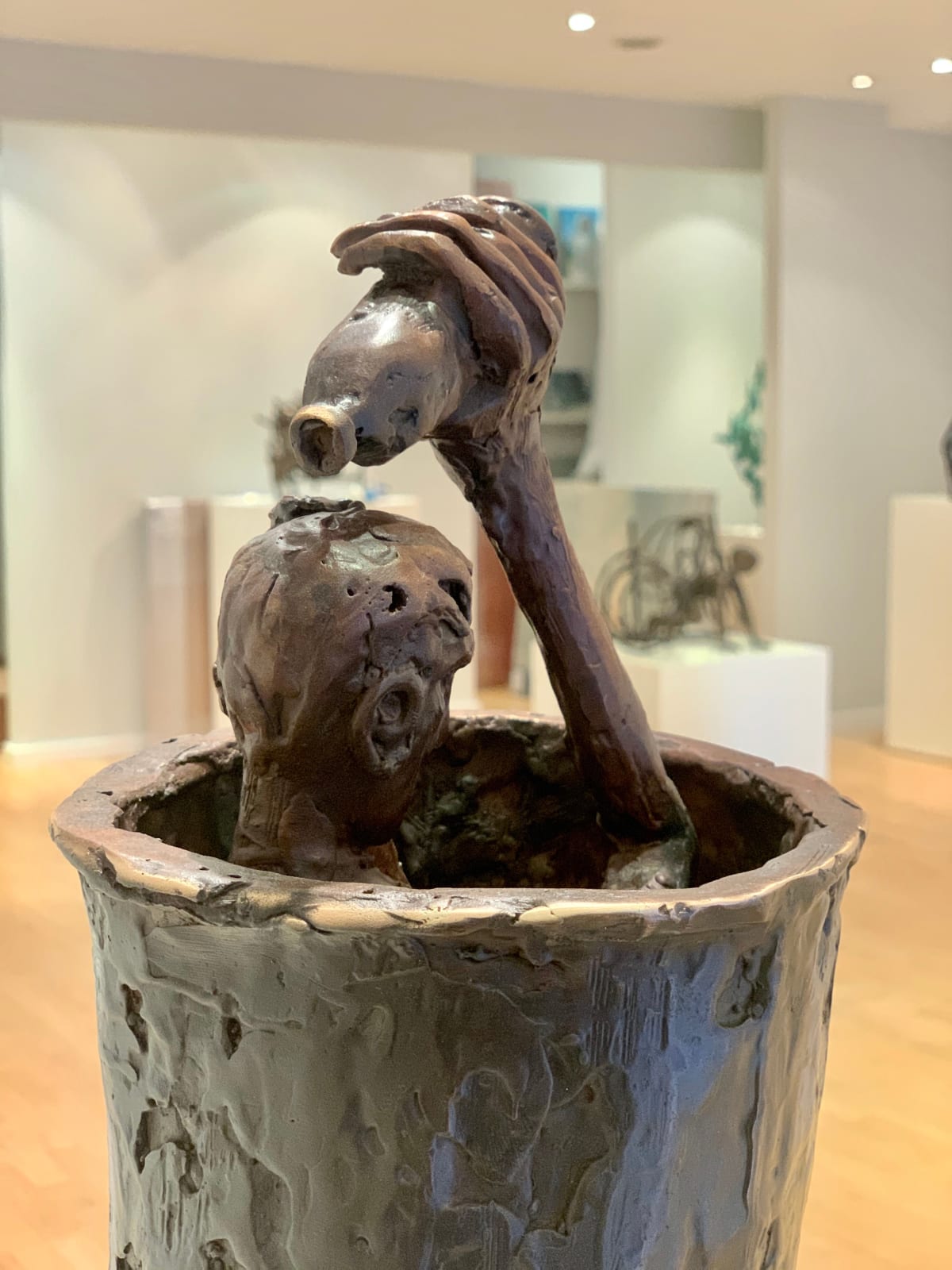 John Behan RHA, Refugee Washing in a Barrel, 2020