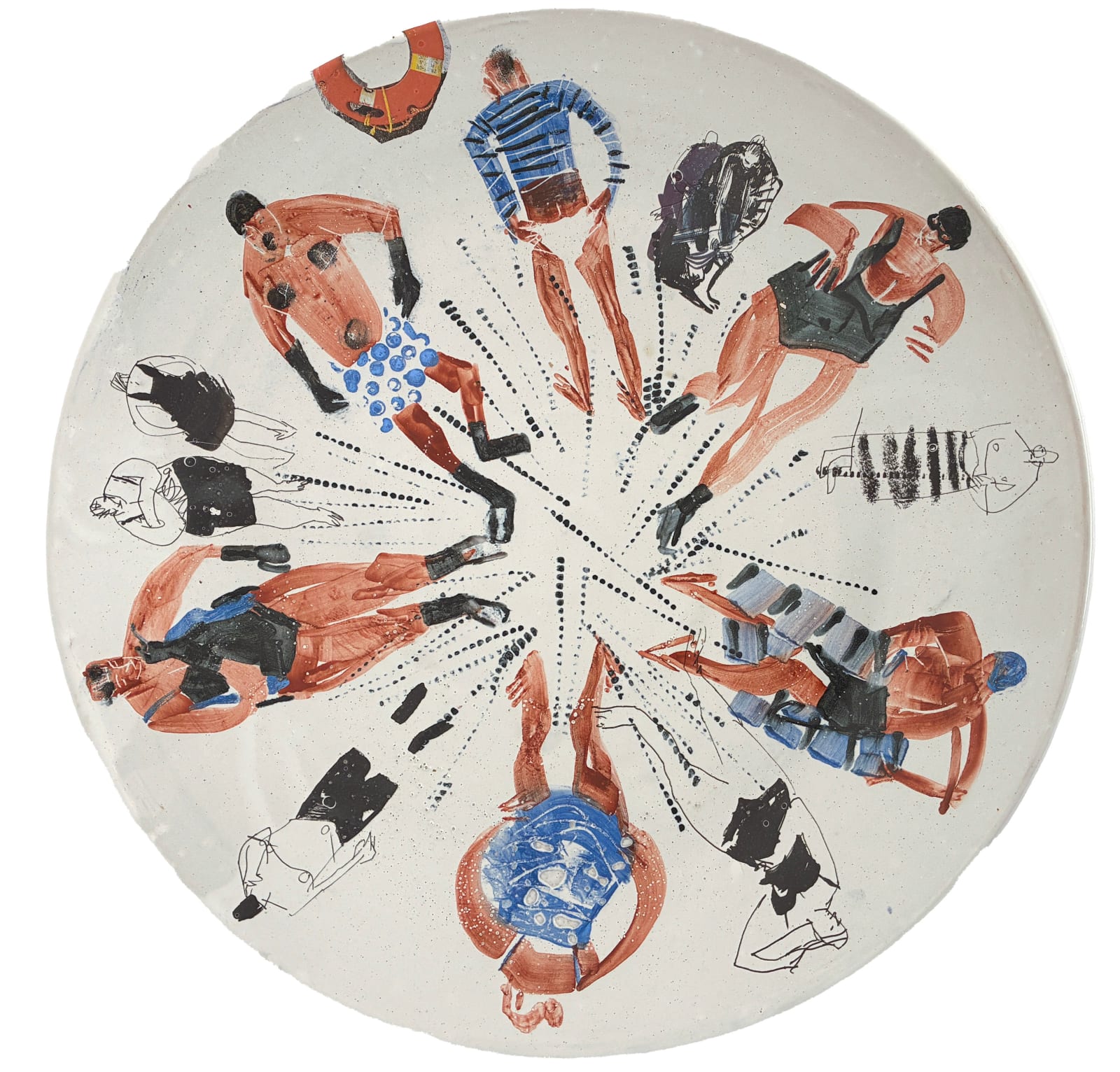 John Short, Large Platter with Bathers