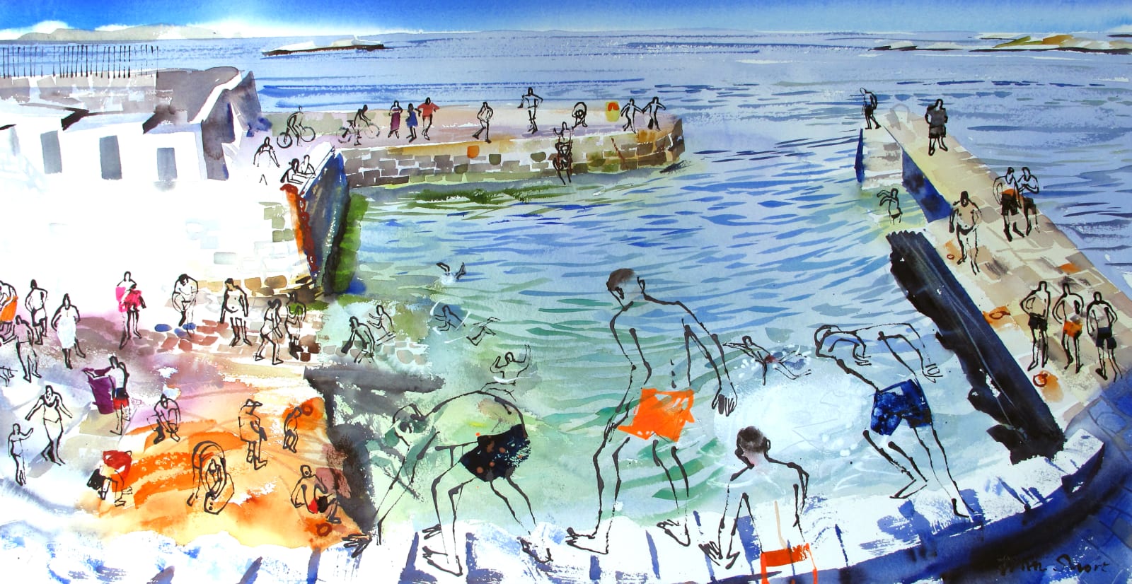 John Short, Coliemore Harbour Bathers (print), 2020