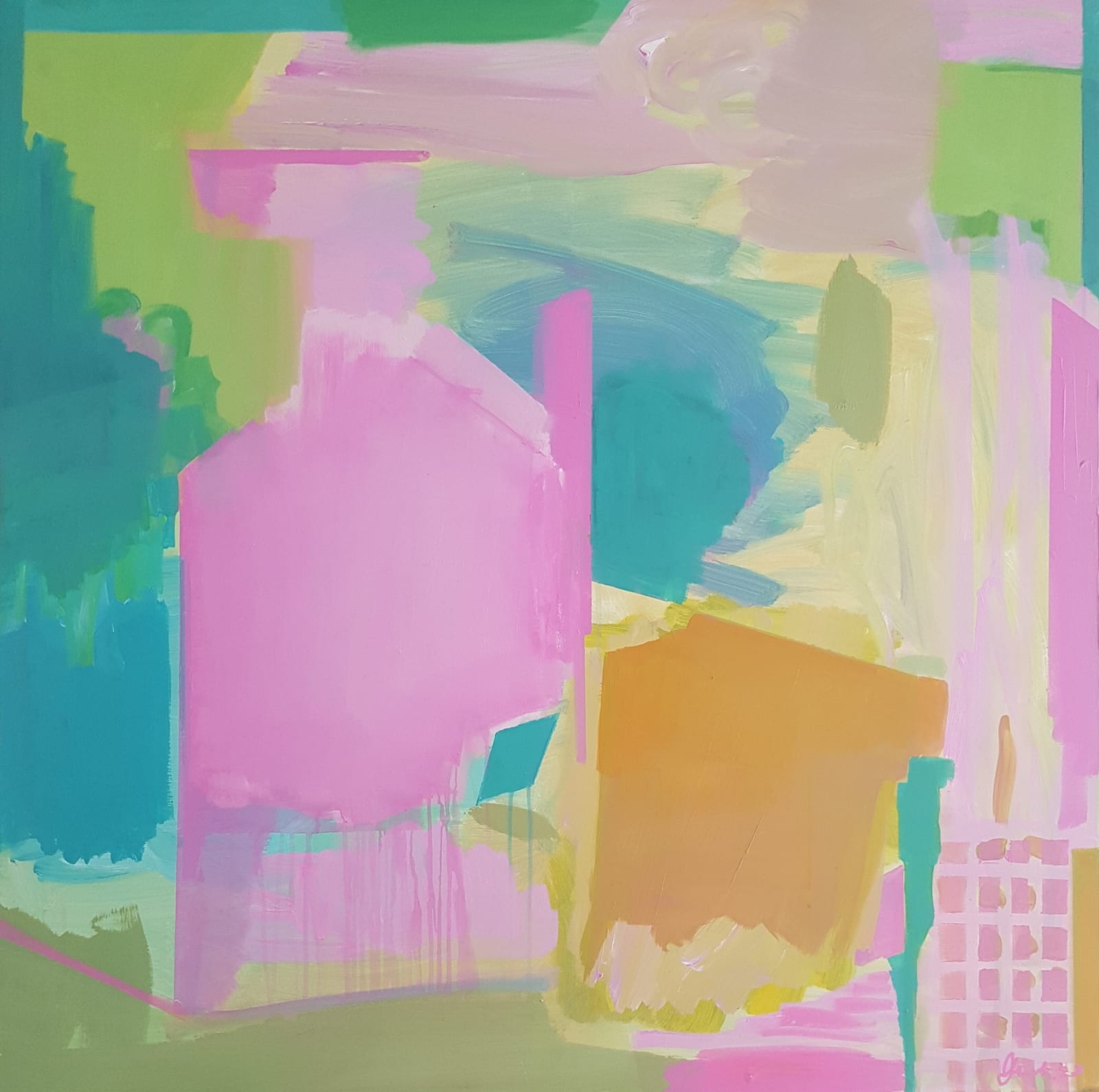 Julie Cusack, Renovations in Quinacidrone Pink by the Sea, 2023