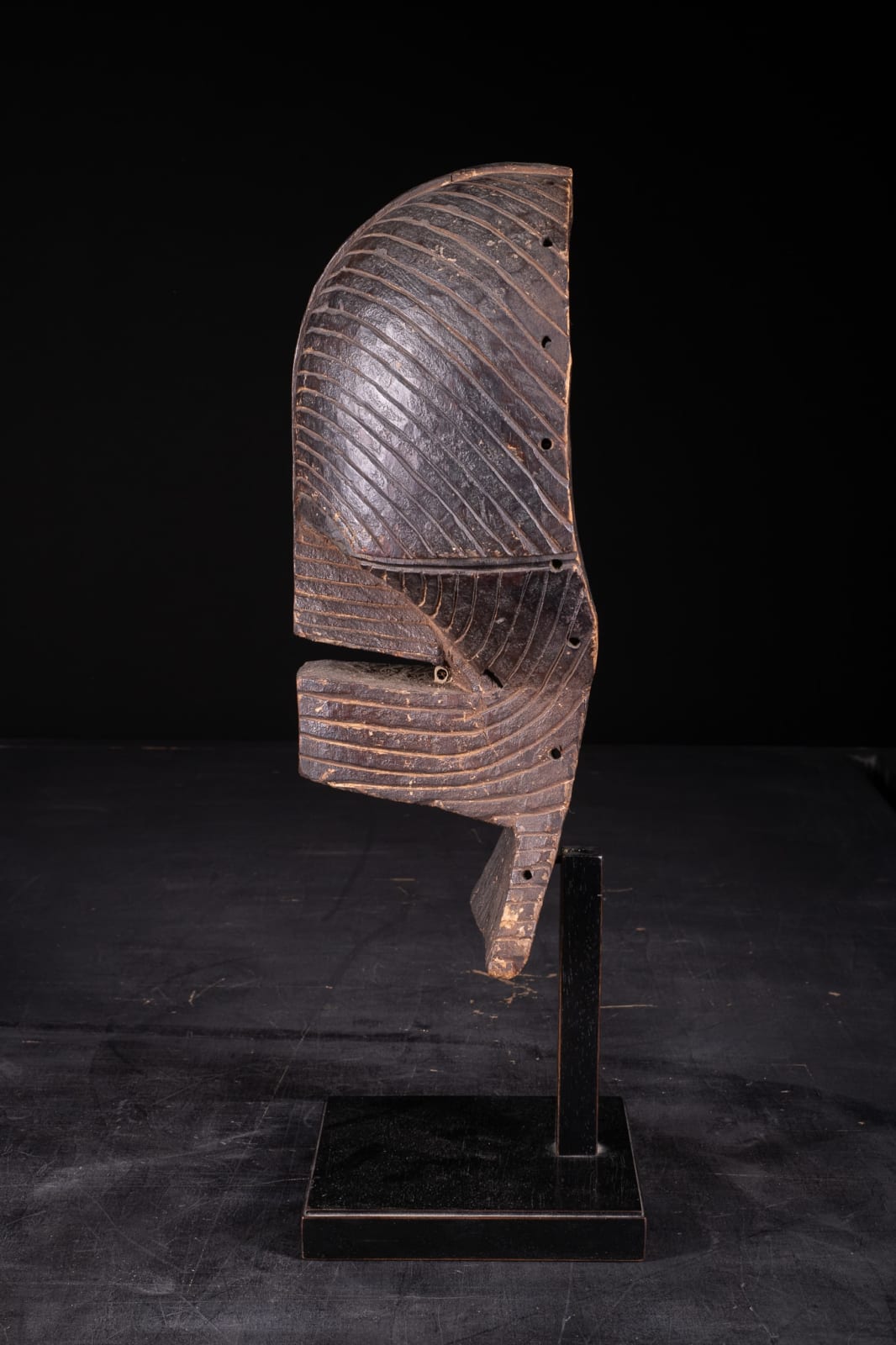 Female Kifwebe Mask with old collection label, Luba-Songye People, DRC, 1st half 20th C