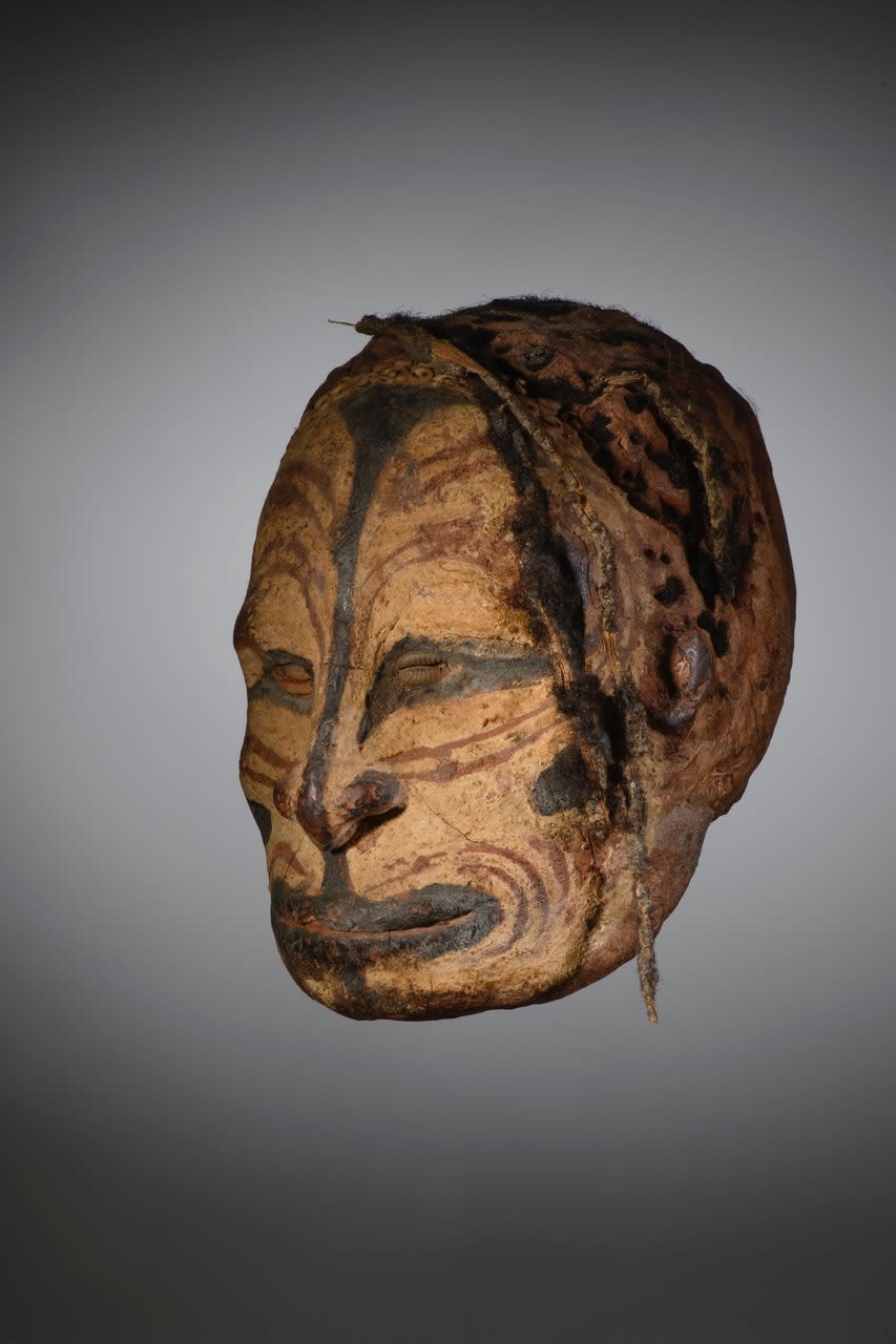 An important overmodeled head collected in the village of Kaningra/ Kaningira before 1914, Iatmul People, Middle Sepik, Papua-New-Guinea., 1st half 20th C
