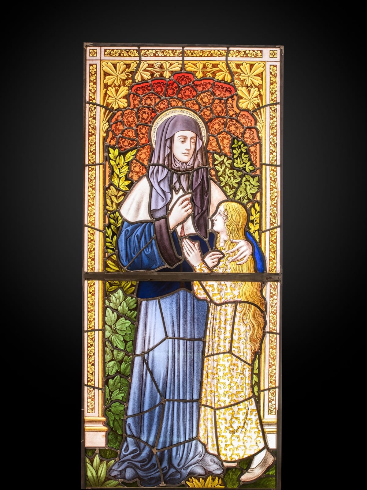 Set of eight 19th Century glass stained windows. Belgium., 19th Century