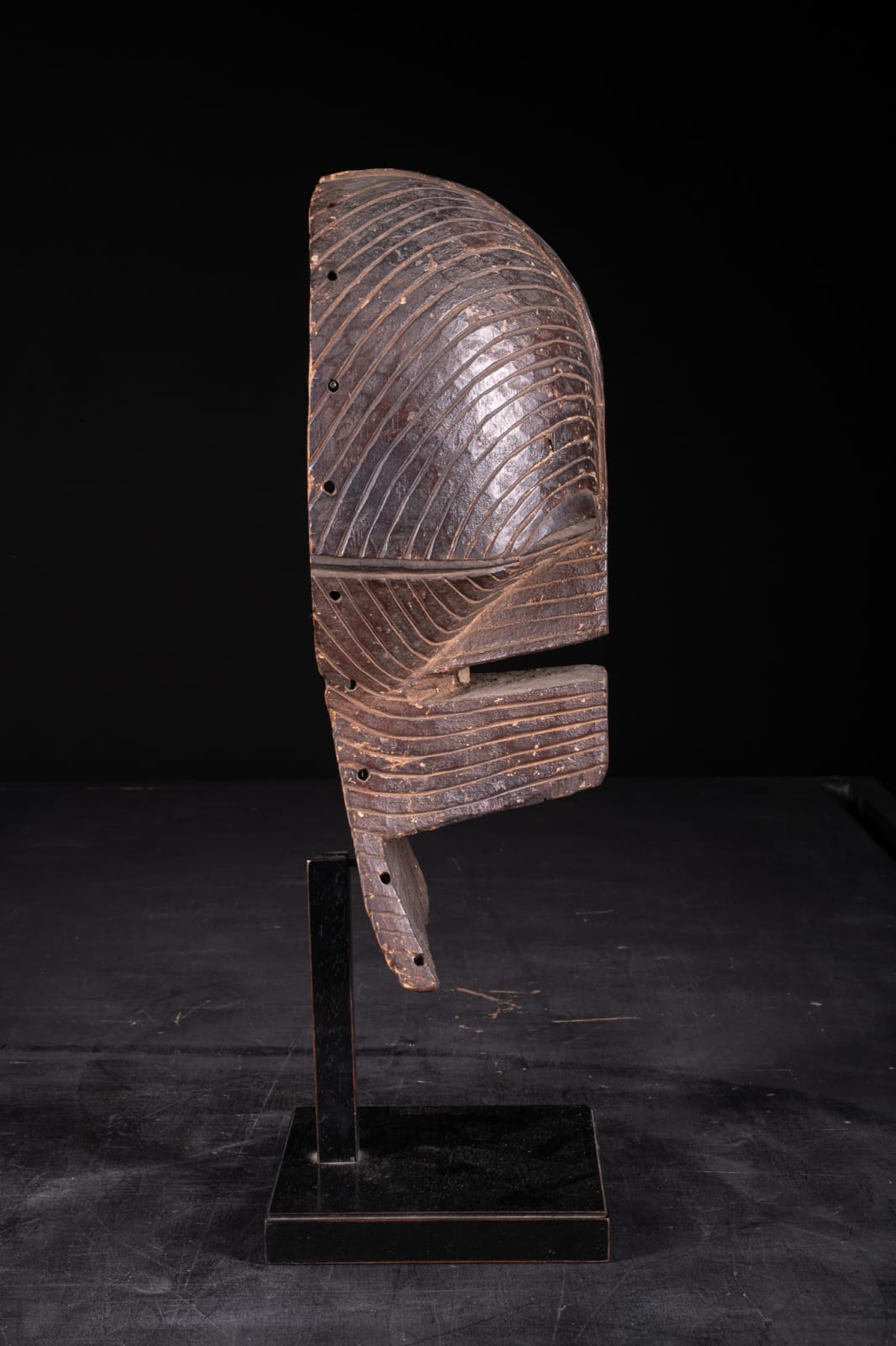 Female Kifwebe Mask with old collection label, Luba-Songye People, DRC, 1st half 20th C