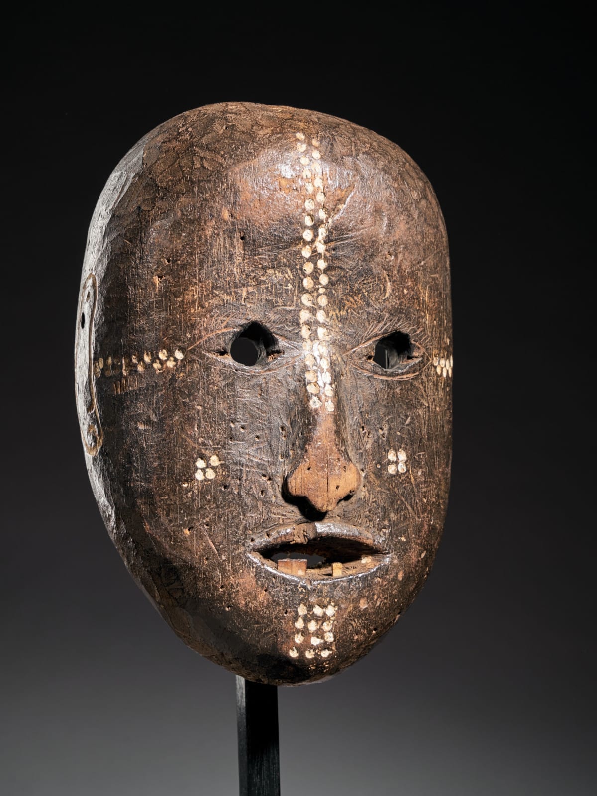 Ngbaka People,DRC.Ngbaka Face Mask with dotted Polychrome., first half 20th C