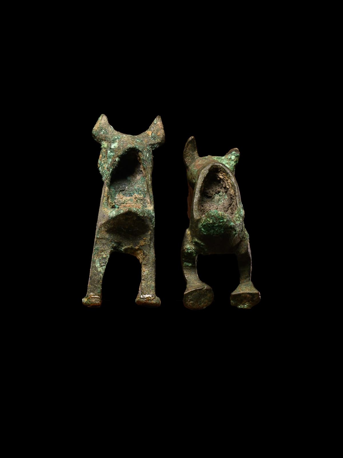 Two Bronze miniature Vessels in the Form of Hares, Possibly Fatimid., 11-13th C