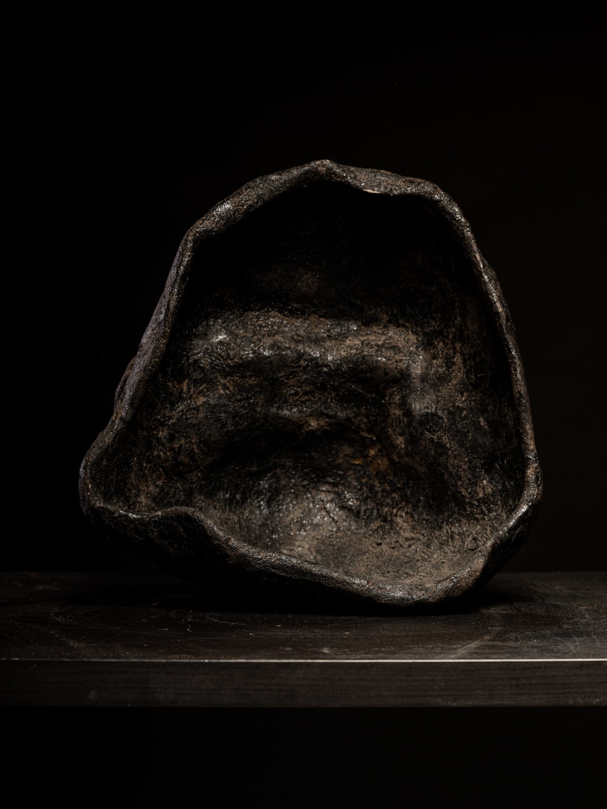 Sculpted Gorilla Head in burned Clay.,