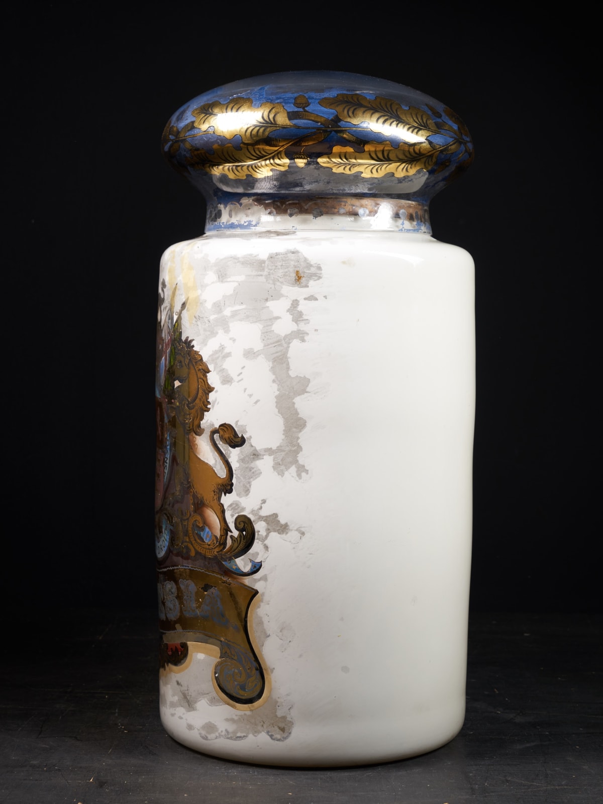 Large 19th C Pharmacy reversed painted Display Dispensing Jar, 19th Century