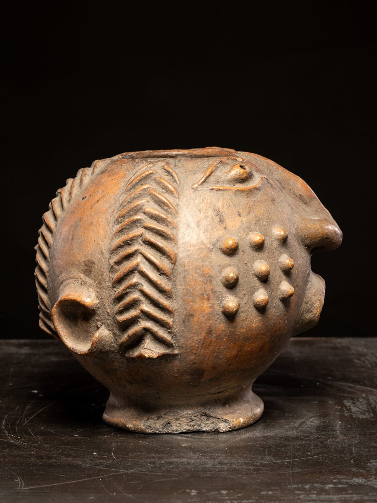 Anthropomorphic Terracotta Vessel with nice use patina, mid 20th C