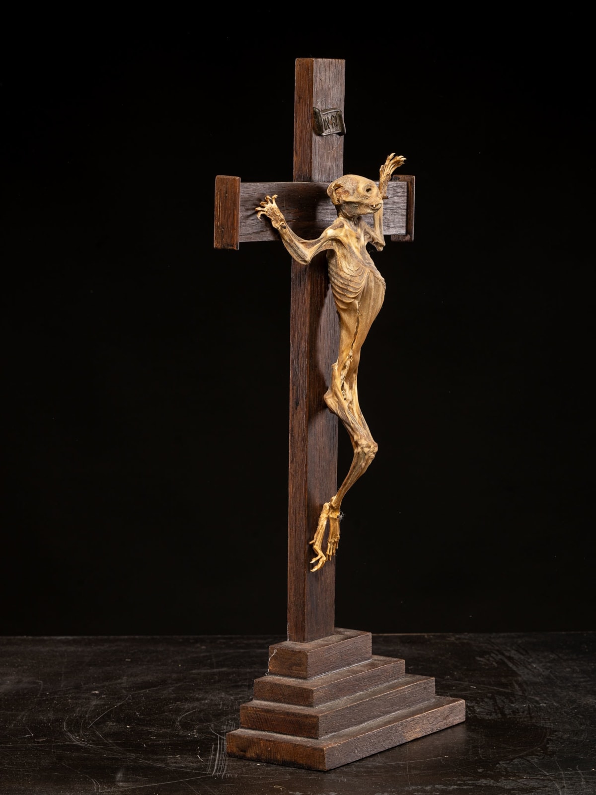 Mummified Primate on a Cross, Europe, 20th C
