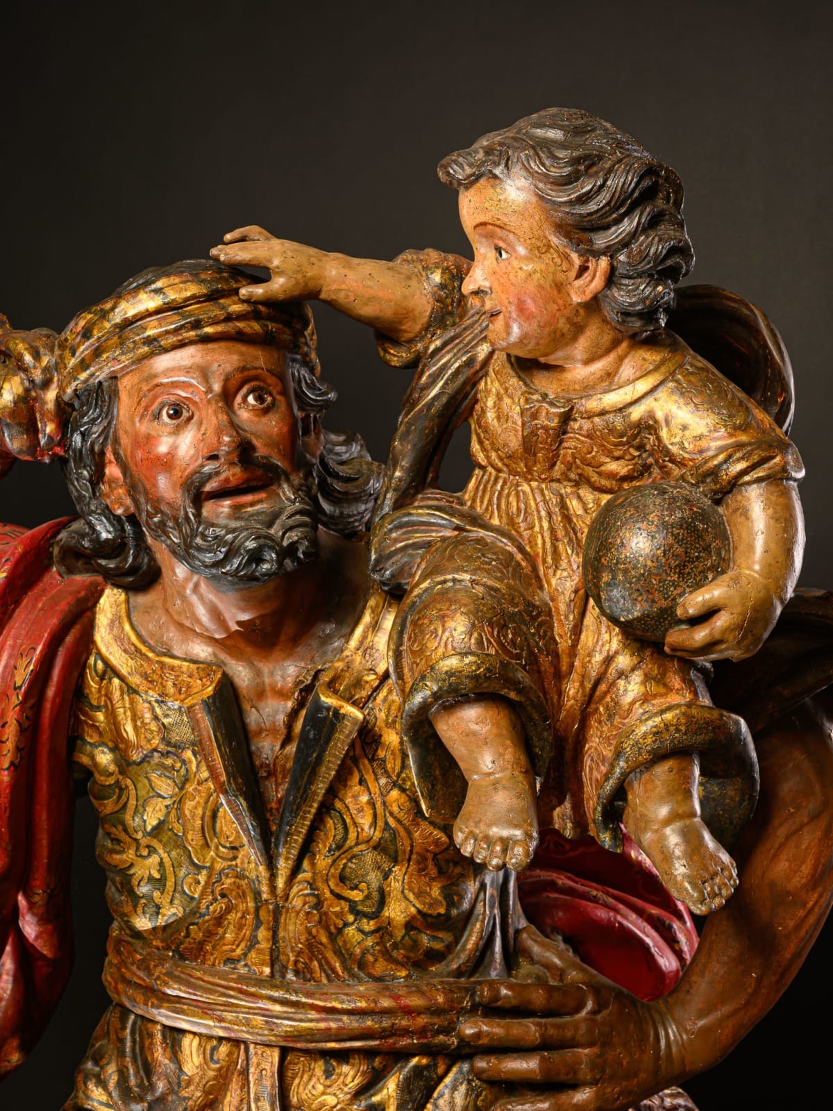 Saint Christopher with the Christ Child, Polychromed wood, immediate artistic circle Juan Martínez Montañés, Spain., late 16th-early 17th C