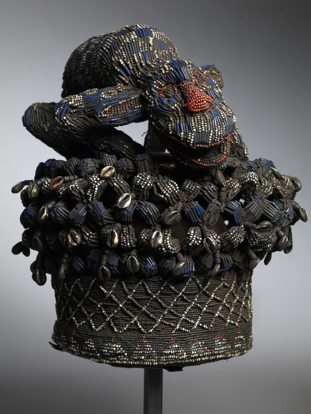 Beaded Royal Headdress,Bamileke People,Cameroon,, first half 20th C