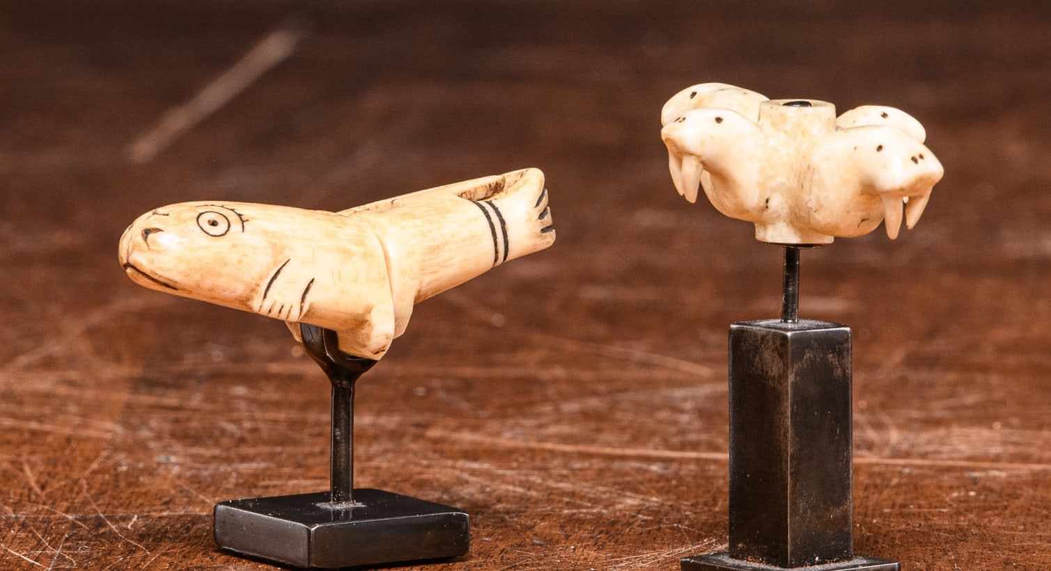 A pair of Inuit Marine Ivory charmes, Inuit People,Alaska, 19-20th Century