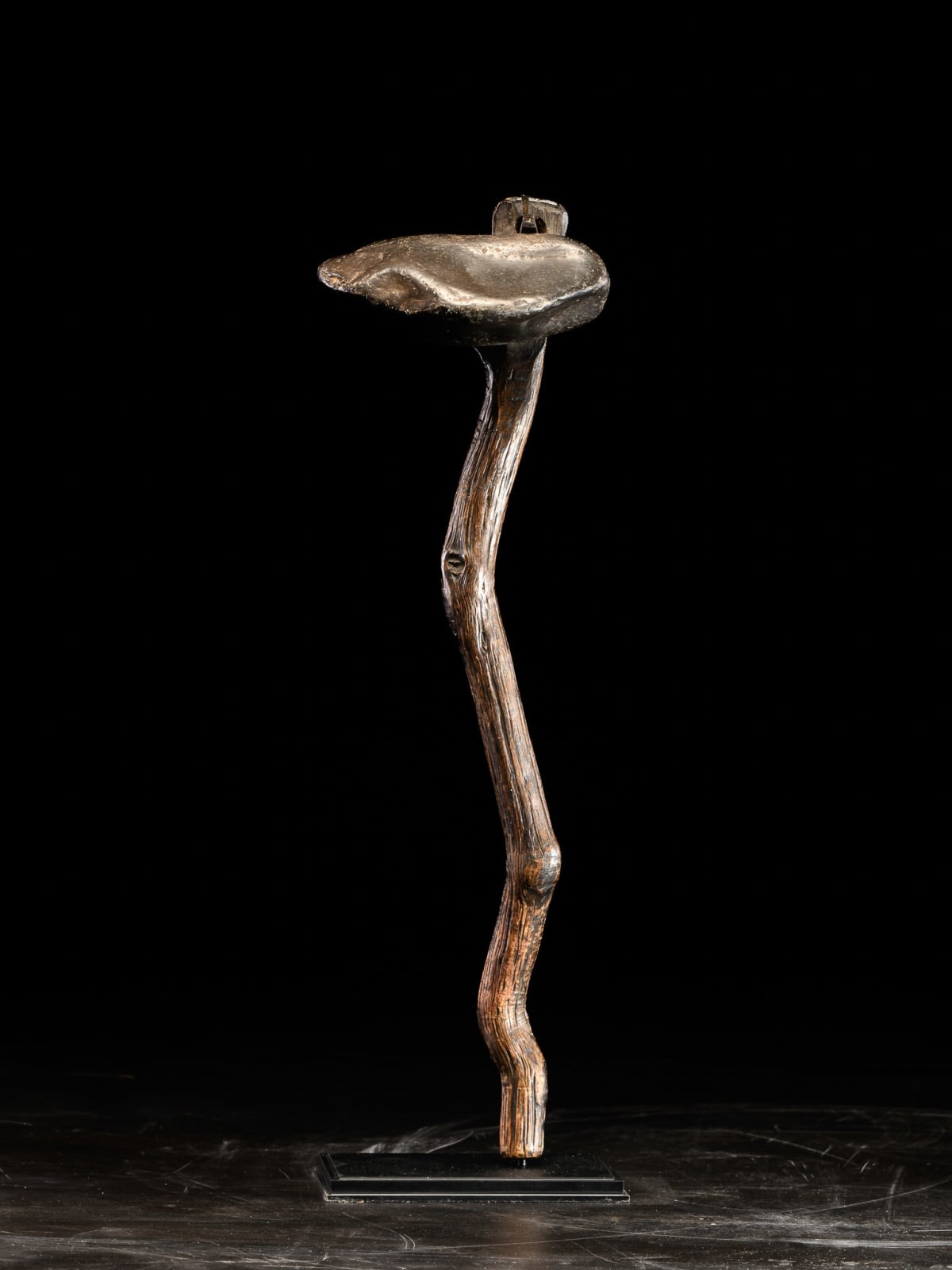 Japanese hard Wood Nyoi (Sceptre) with black rock finish., 19th C