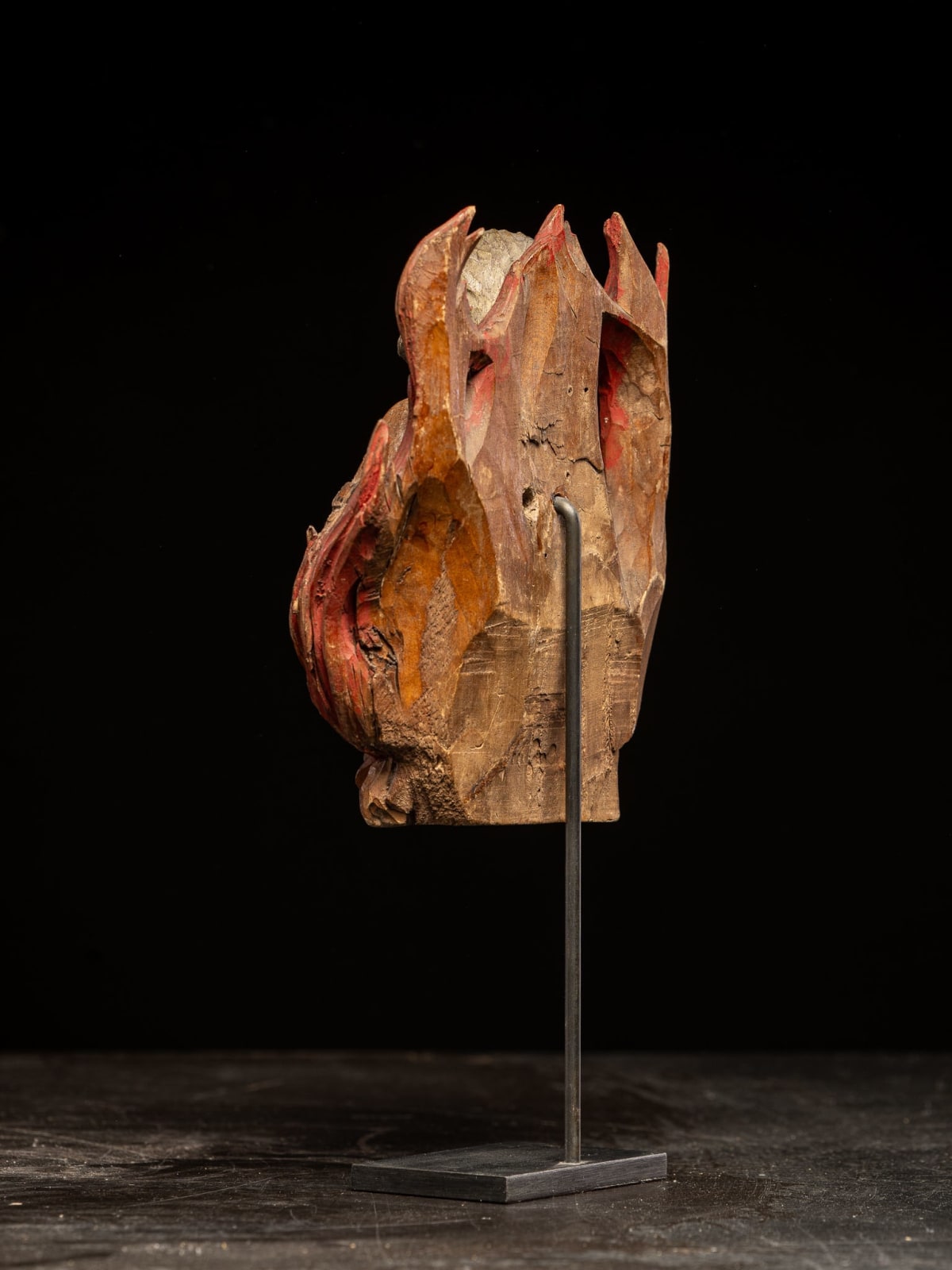 Pair of carved oak Souls in Purgatory, male and female, 17th C, Southern Europe, 17th C