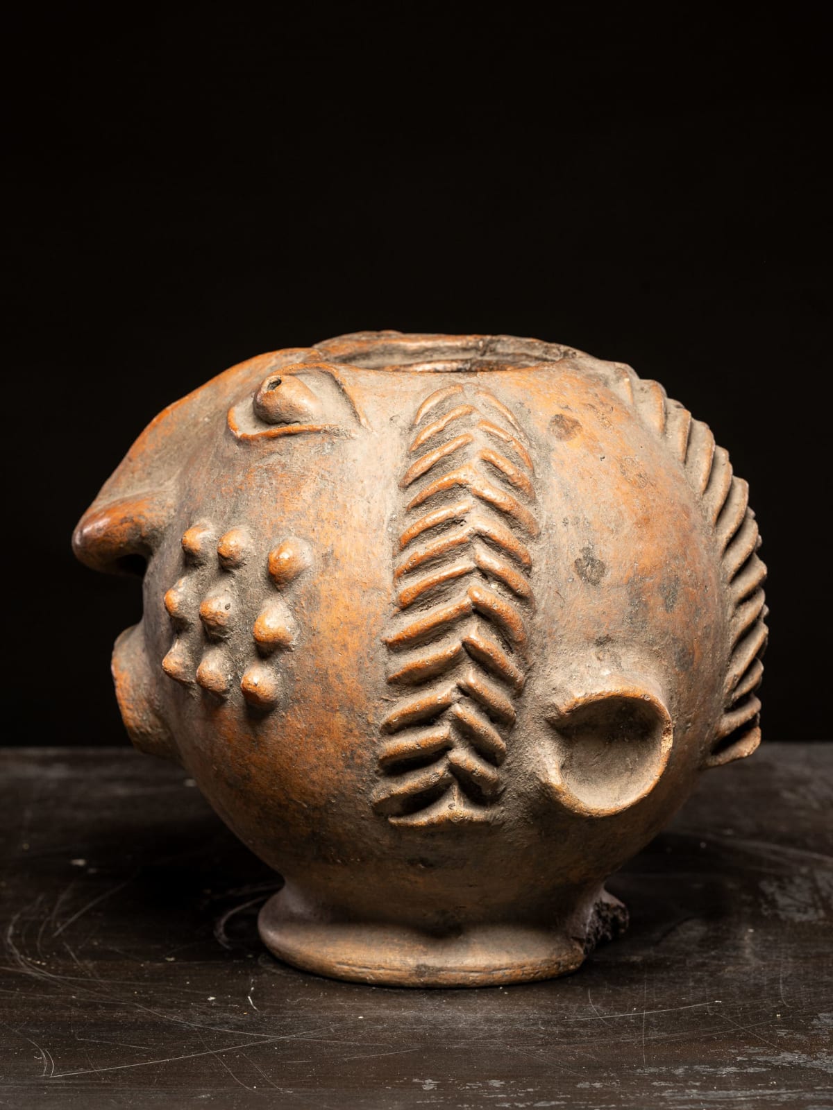 Anthropomorphic Terracotta Vessel with nice use patina, mid 20th C
