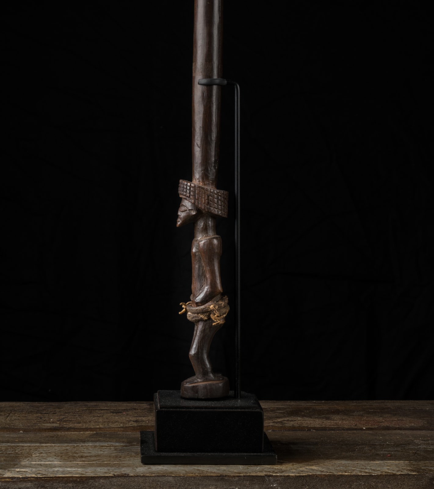Chokwe Ceremonial Spear with sculptured Figure at the base, DRC, 1st half 20th Century