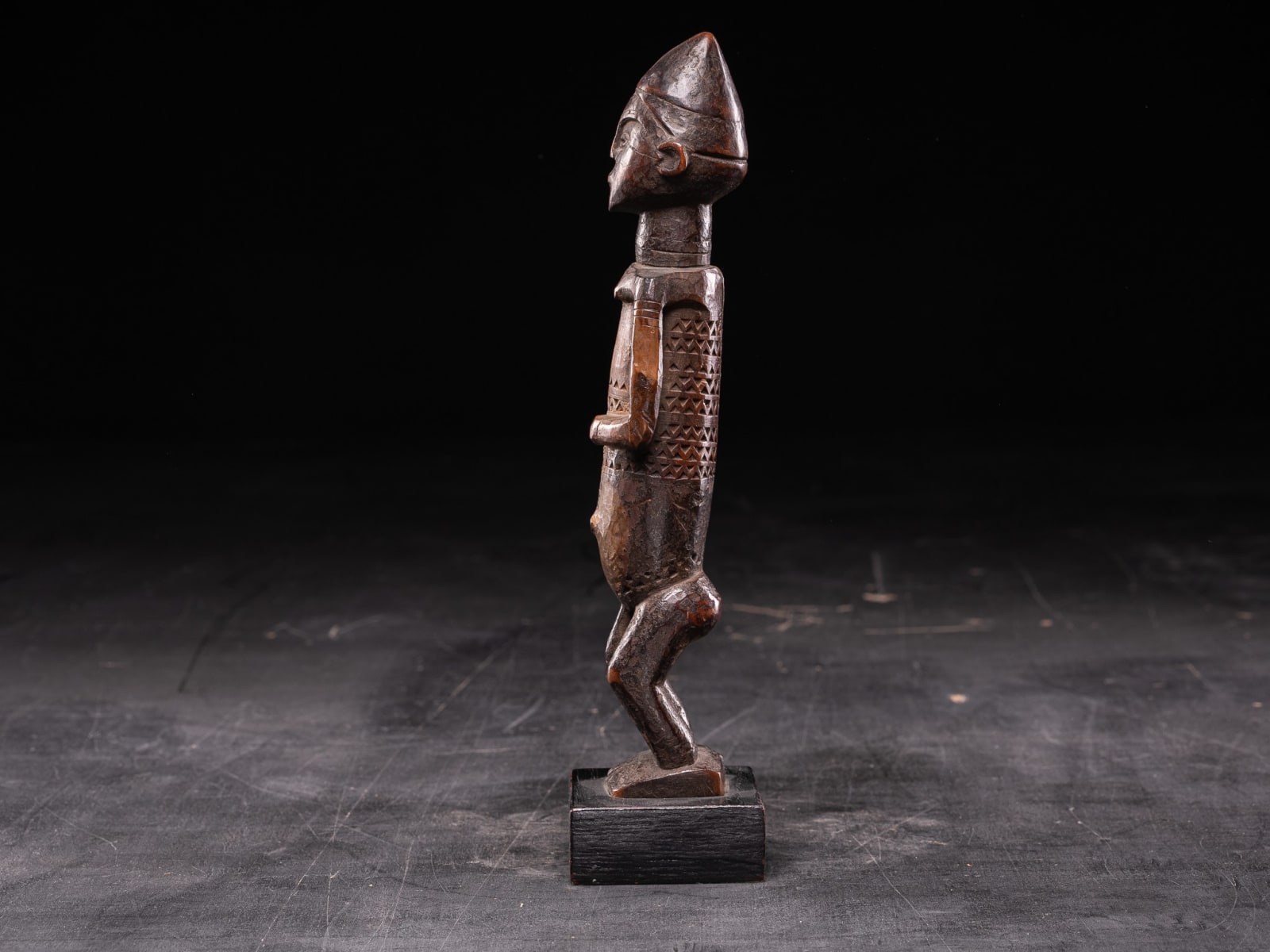 Dondo Wooden Statue with Scarified Body.Provenance French Private collection.Dondo People,DRC, first half 20th C