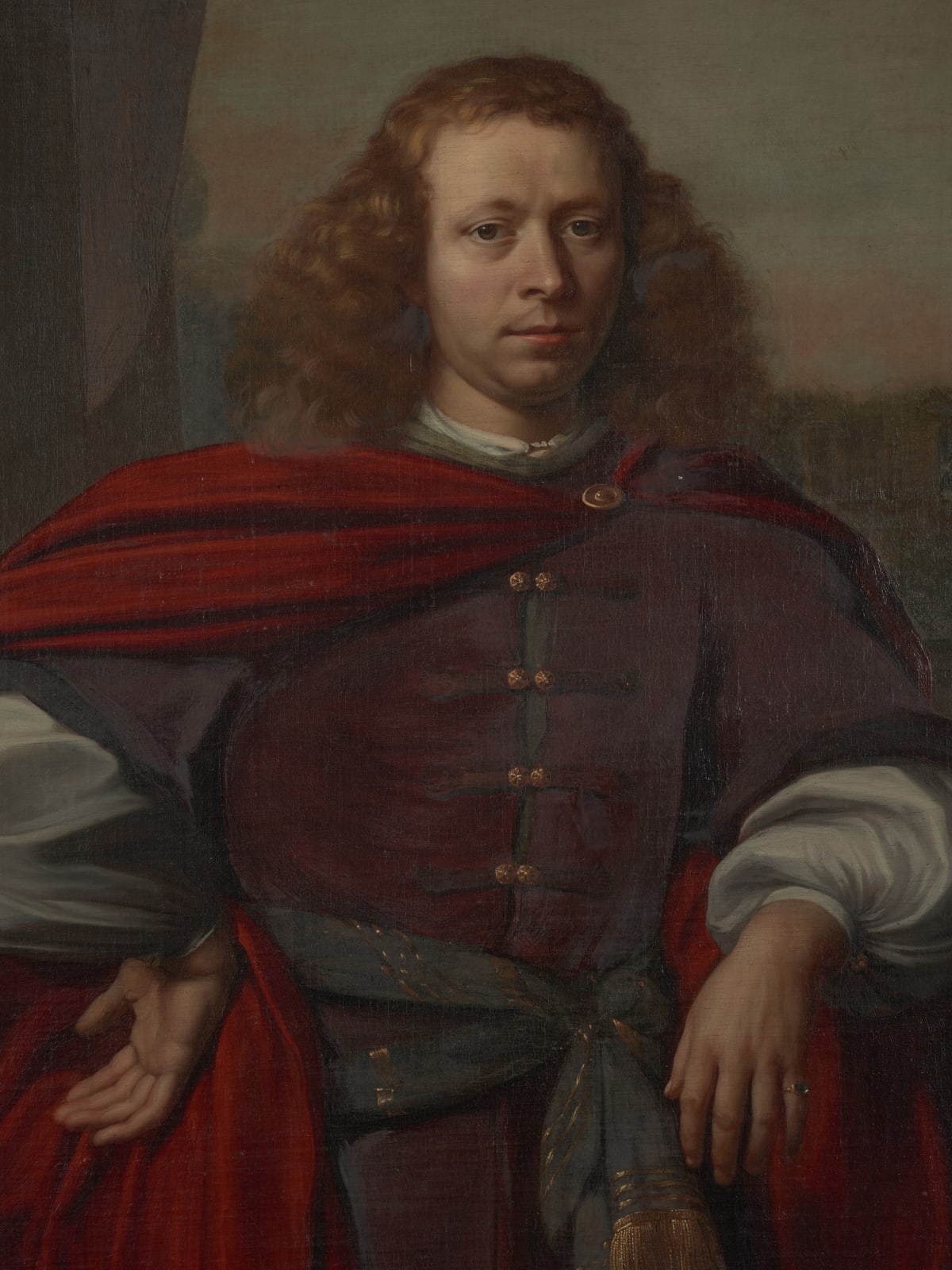 17th C Portrait of a Gentleman in three-quarter-length, Attr. to Nicolaes Maes (Dordrecht,1634-Amsterdam,1693) and Workshop,Oil on Canvas (marouflage),Framed, 17th C