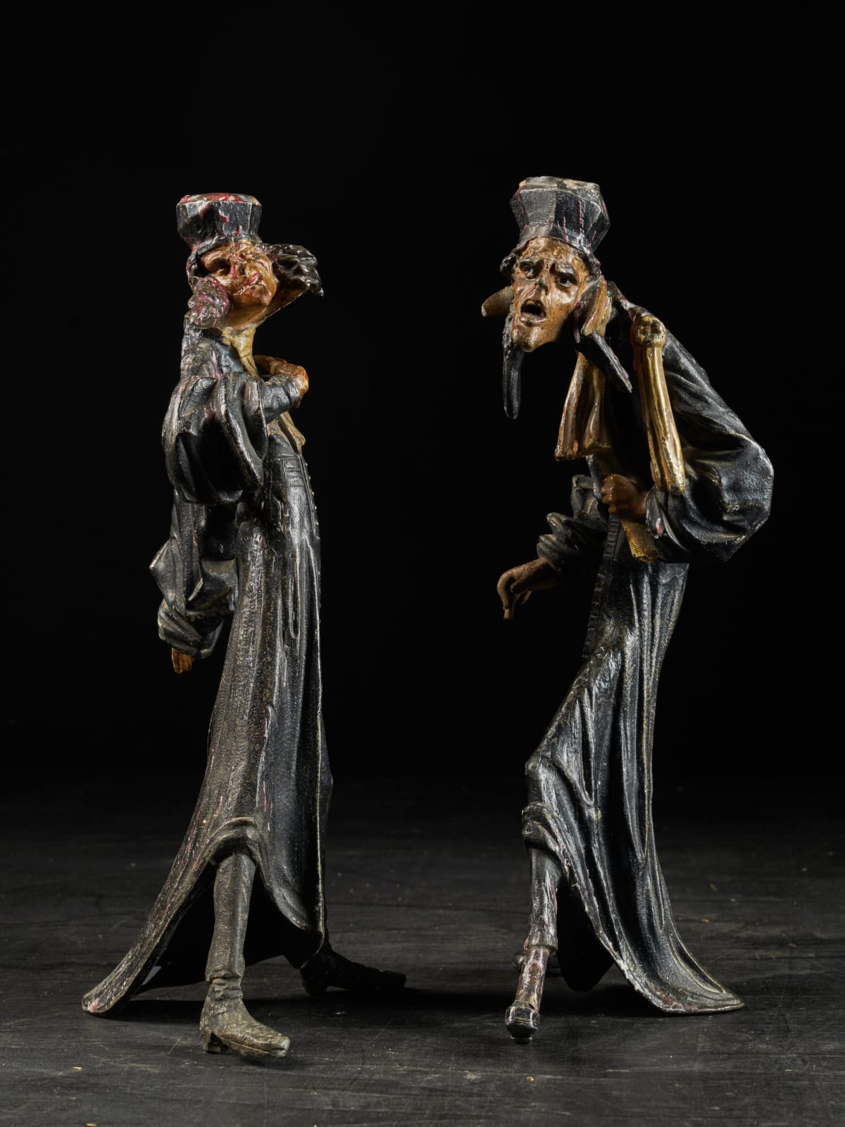 19th C, French School, Caricatures of Two Pleading Lawyers, Bronze alloy after Daumier Honoré, 19th