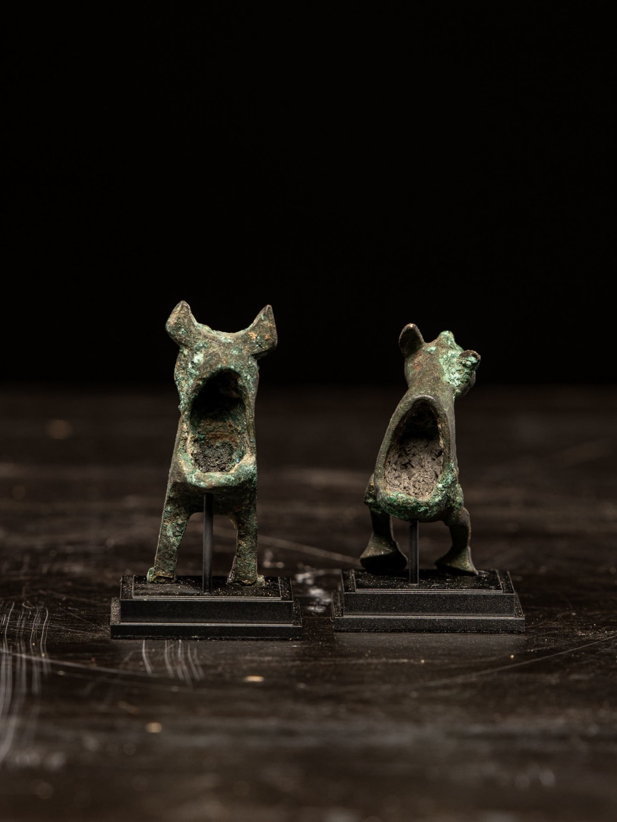 Two Bronze miniature Vessels in the Form of Hares, Possibly Fatimid., 11-13th C