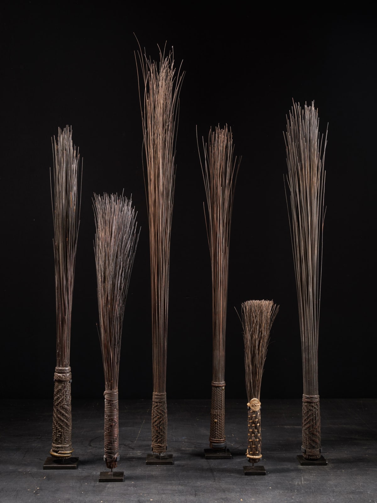 Collection of 5 Chief Scepters made of Palmtree Leaf Midribs with very refined finished handles.Mbole People, DRC., 1st half 20th Century