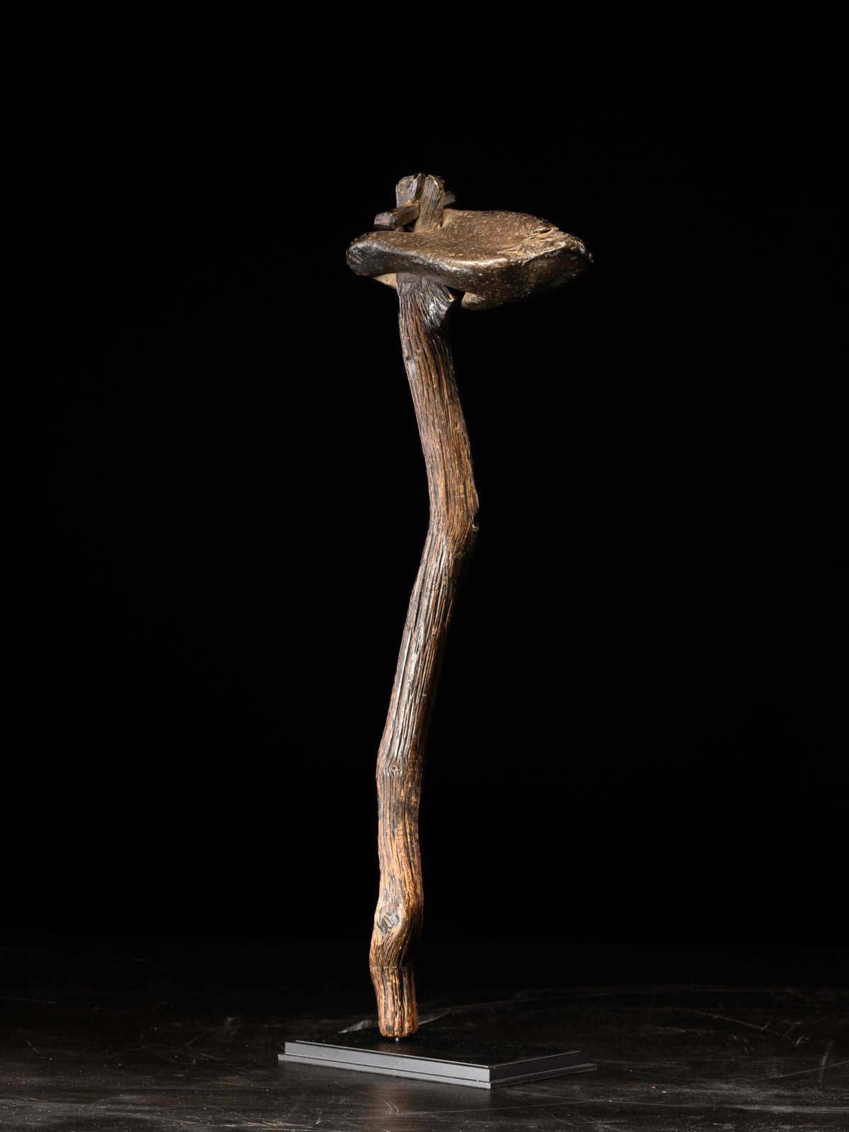 Japanese hard Wood Nyoi (Sceptre) with black rock finish., 19th C