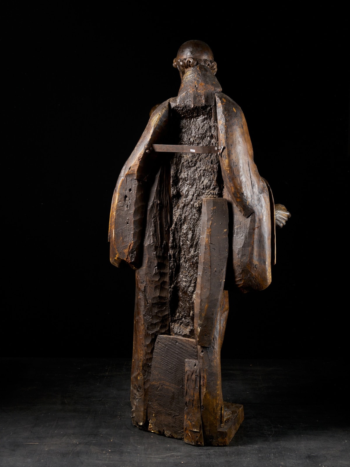 17th C, Baroque, Saint, Italian School, Wooden Sculpture of Saint Anthony carrying the Christ Child, Wood, 145 x 71 cm x 40 cm, 17th