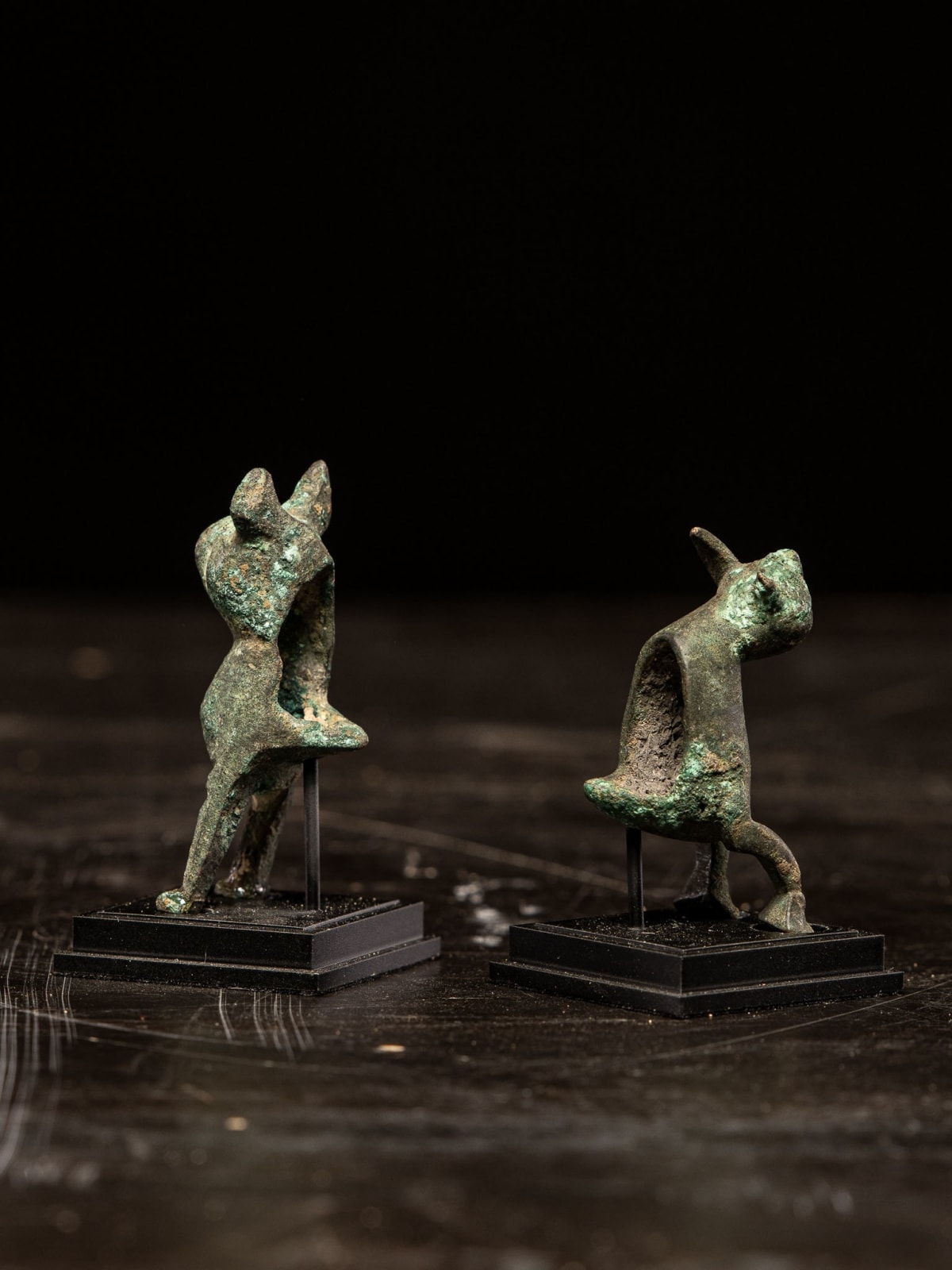 Two Bronze miniature Vessels in the Form of Hares, Possibly Fatimid., 11-13th C