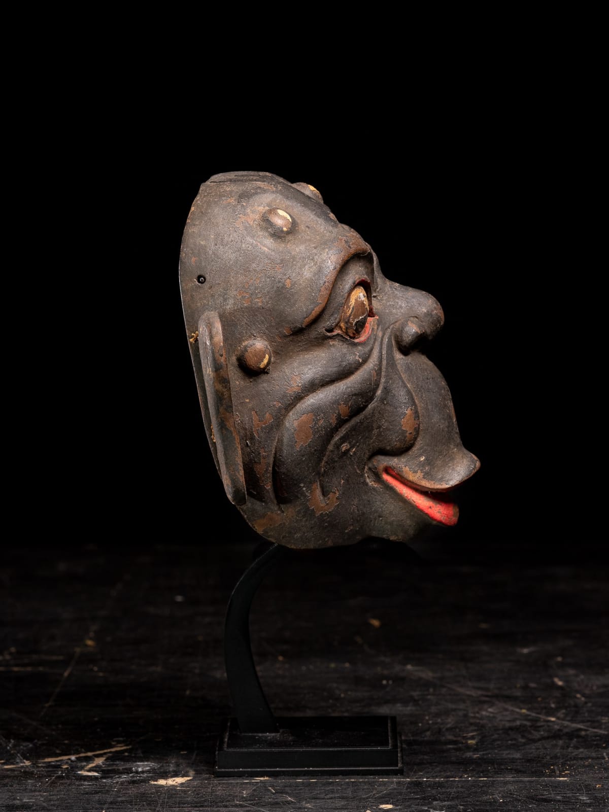 Balinese Hanuman mask in Polychromed light Wood, Indonesia, 20th Century