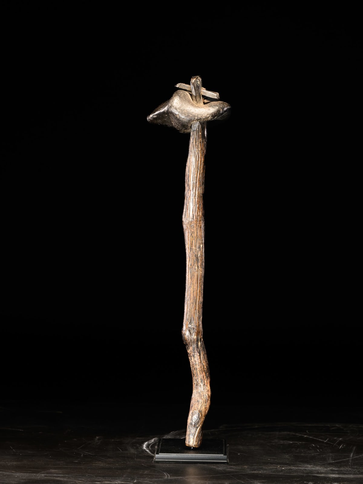 Japanese hard Wood Nyoi (Sceptre) with black rock finish., 19th C