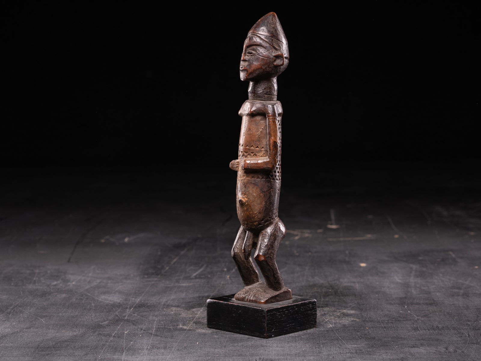 Dondo Wooden Statue with Scarified Body.Provenance French Private collection.Dondo People,DRC, first half 20th C
