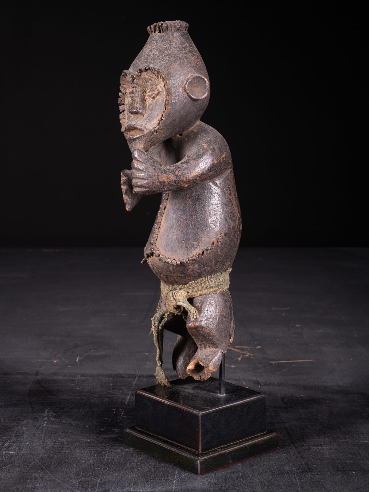 Male Guardian Tadep Figure with metal Pegs contouring face and body, Mambila People,Nigeria, first half 20th C