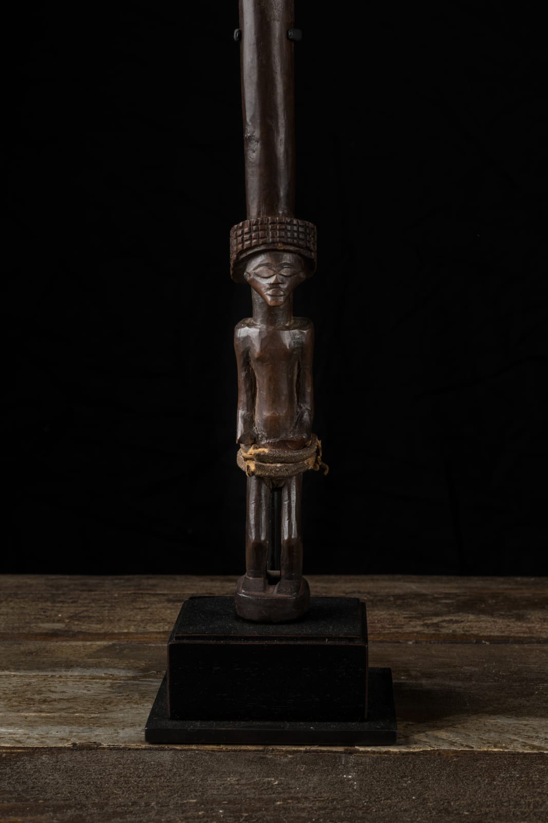 Chokwe Ceremonial Spear with sculptured figure at the base, DRC, 1st half 20th Century
