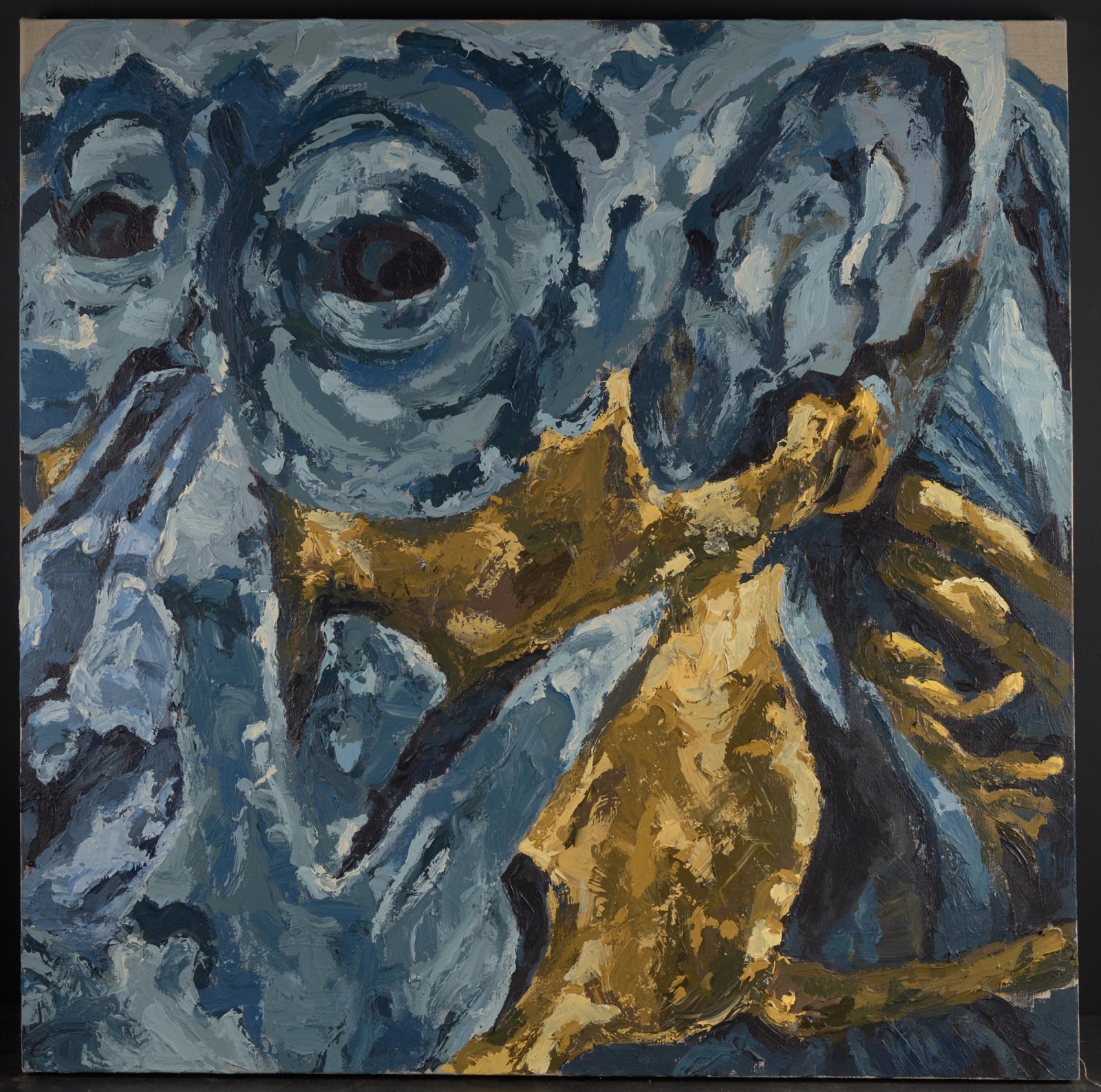 21st C., Expressionism, Animal Painting, Dominqiue Yee (1960- ), Auzoux's Troglodytes Gorilla's , Oil on Canvas, 120 x 120 cm, Signed and Dated 2014, 21th