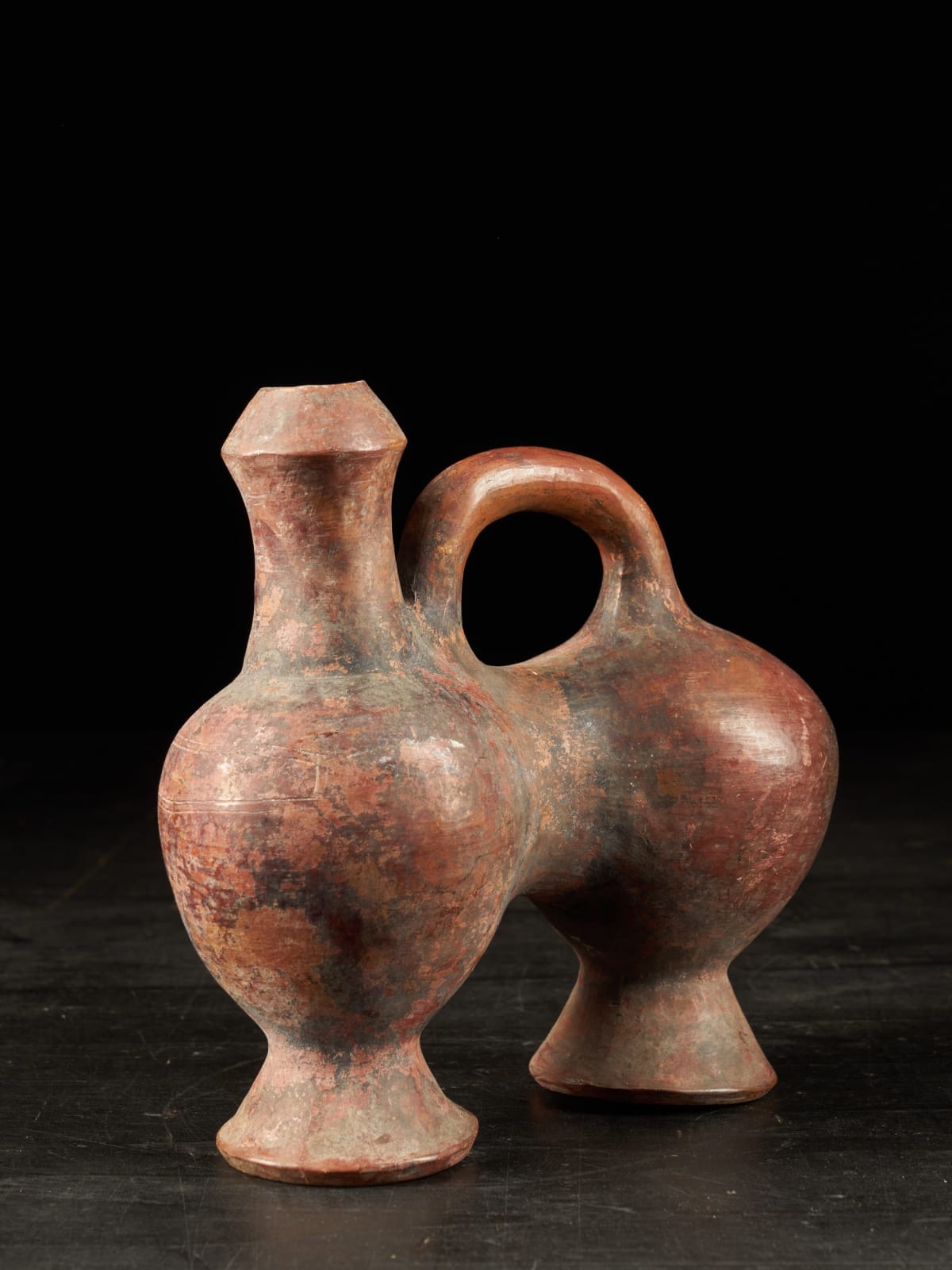 Teke Double Terracotta Vessel with Handle, DRC, 20th Century