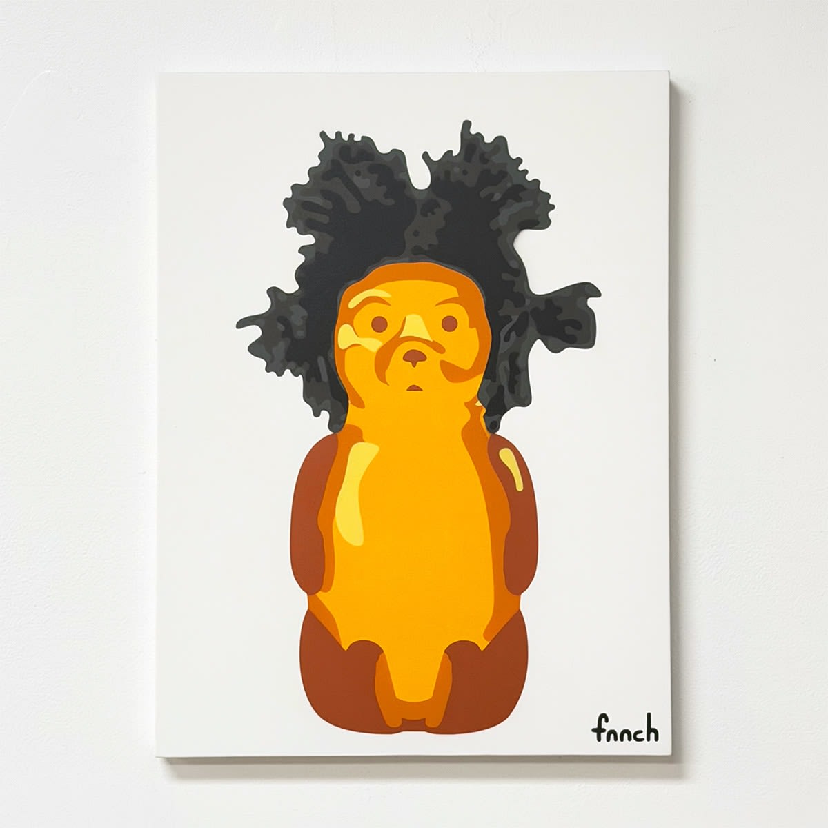 painting of a honey bear with the hair of basquiat