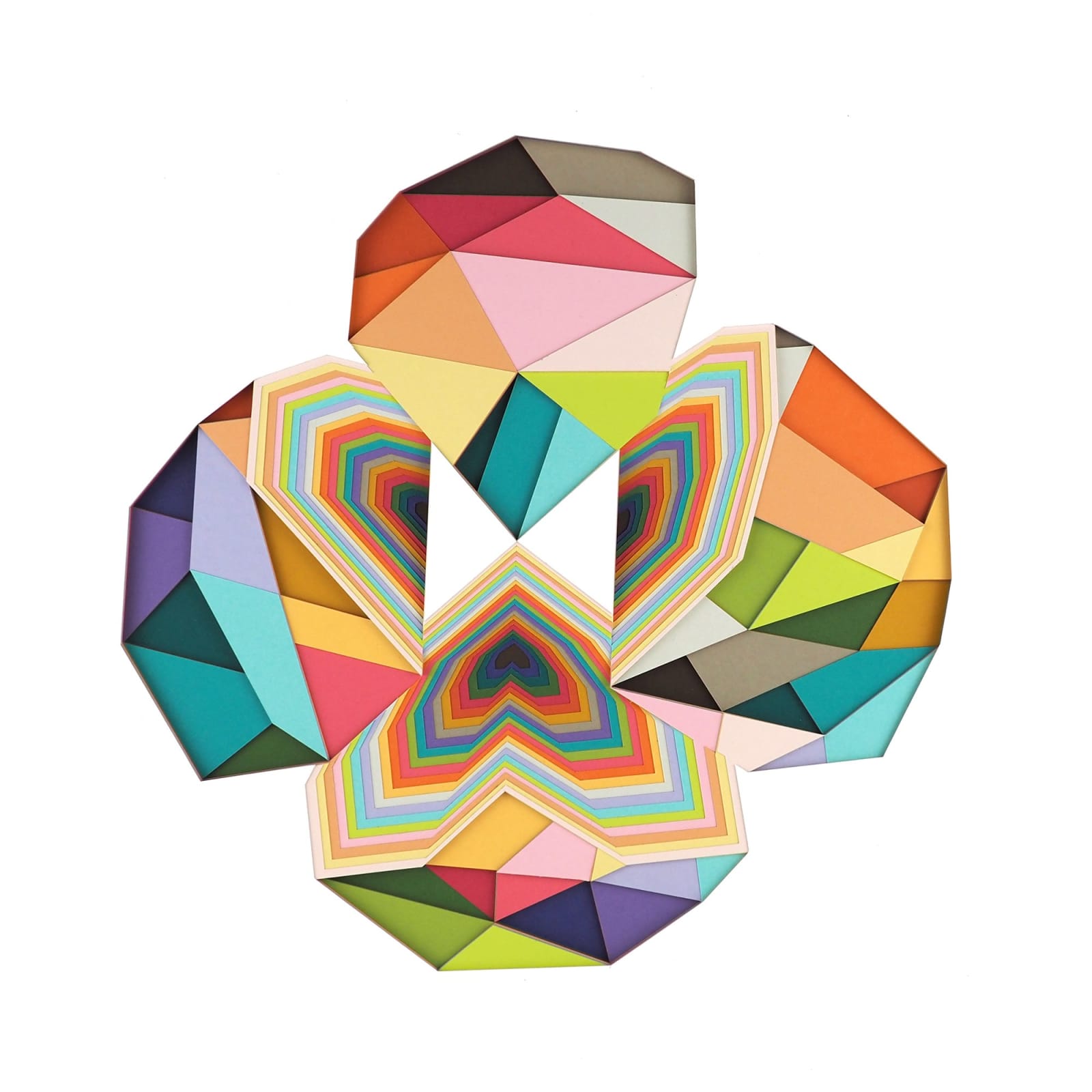 colorful geometric shapes made from layers of cut paper