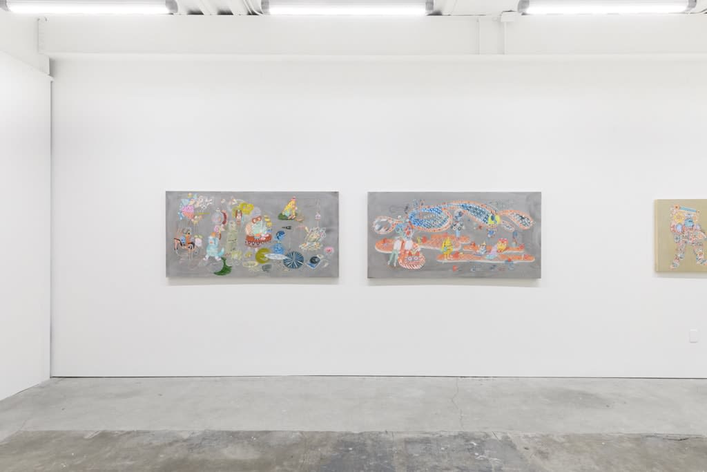 Install image of the exhibition Music Island by artist duo KeFe.