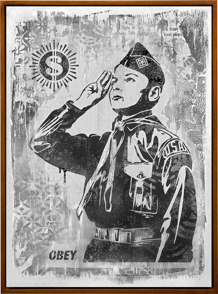 Image of a soldier saluting in grey scale with textured background
