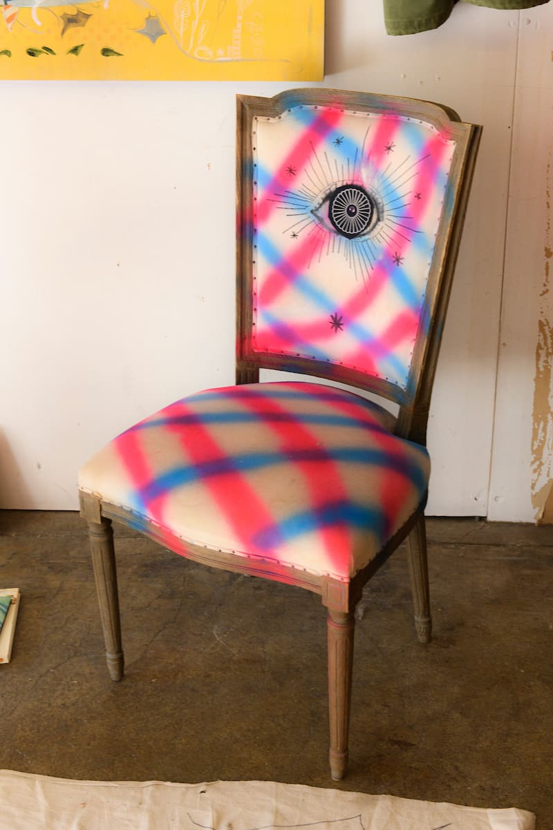 Hand painted chair by Kelly TUnstall