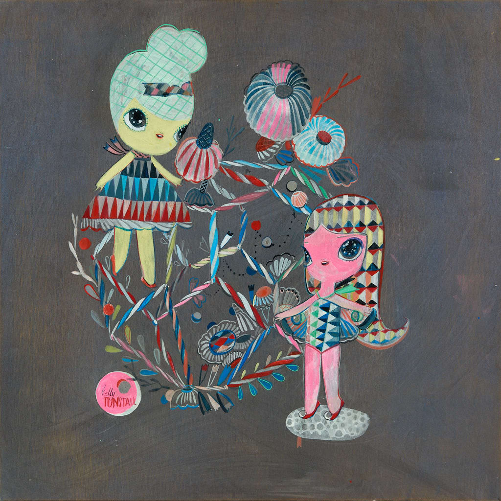 Painting of two nymphs by Kelly Tunstall