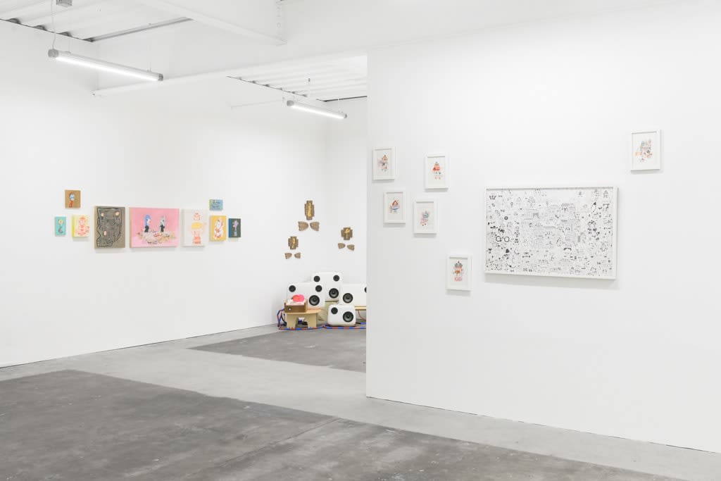 Install image of the exhibition Music Island by artist duo KeFe.