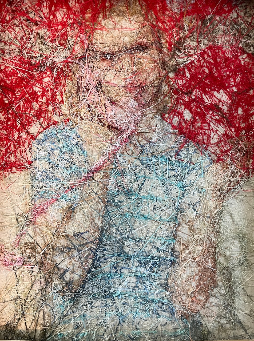 reverse of hand embroidered portrait of Margot Tenenbaum by Rose Couch