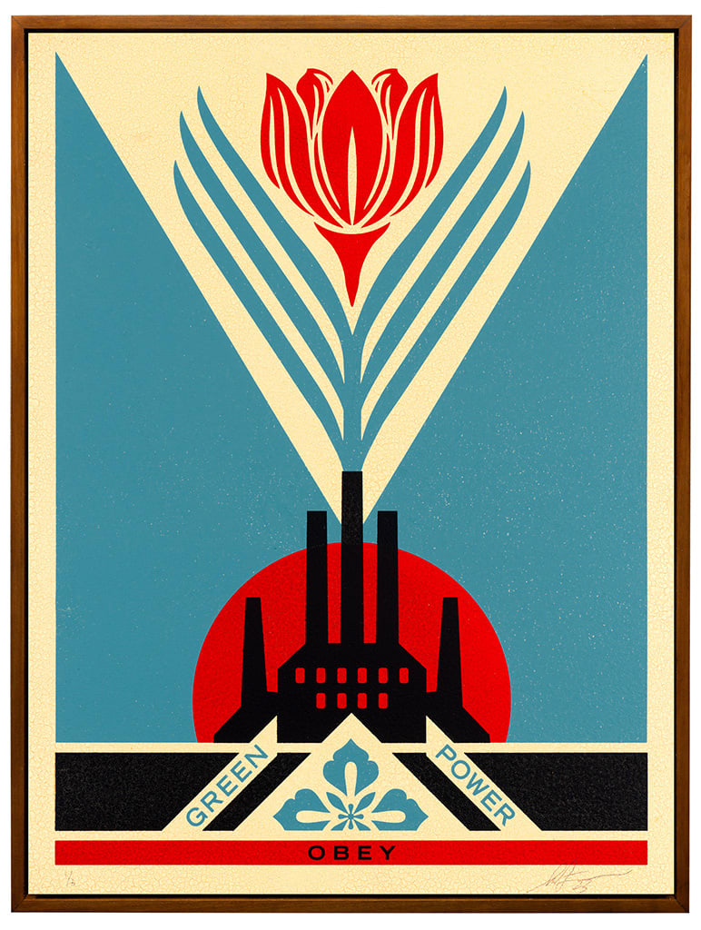 factory outline with a lotus flower growing out from one of the smoke stack with the text