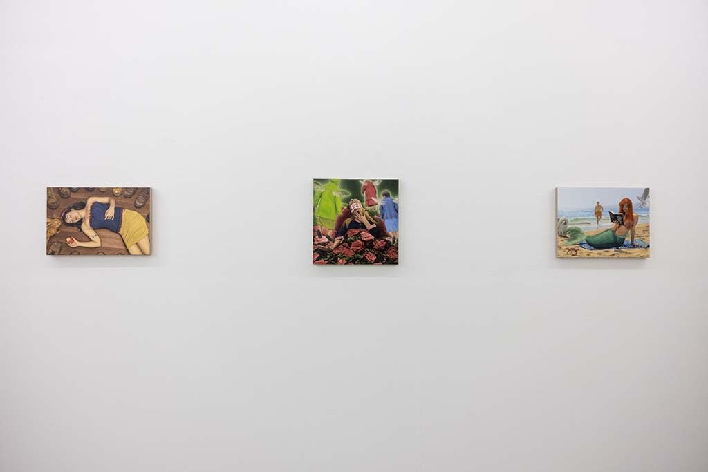 Photo of Matthew Grabelsky princess paintings hanging on white wall