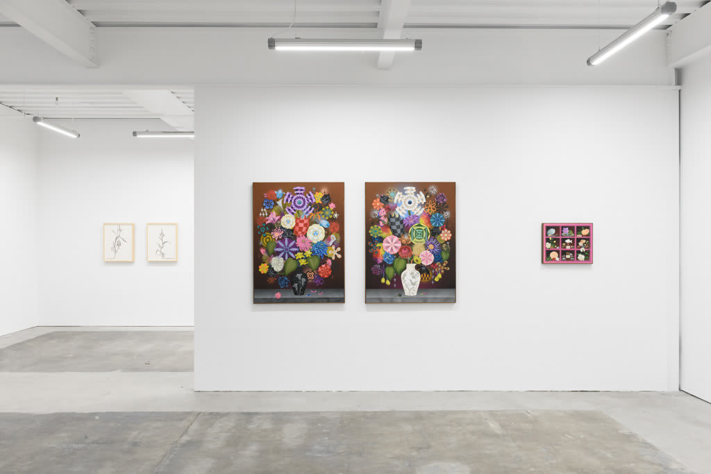 Install image of Sweet Bountiful Life. From left to right is
