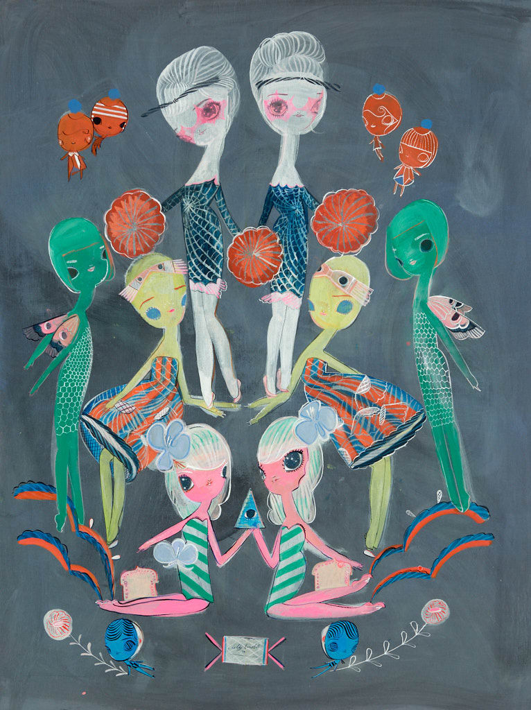 Painting of a group of nymphs by Kelly Tunstall
