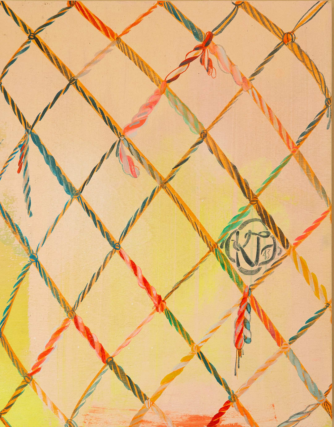 rainbow colored ropes over a light tan background
