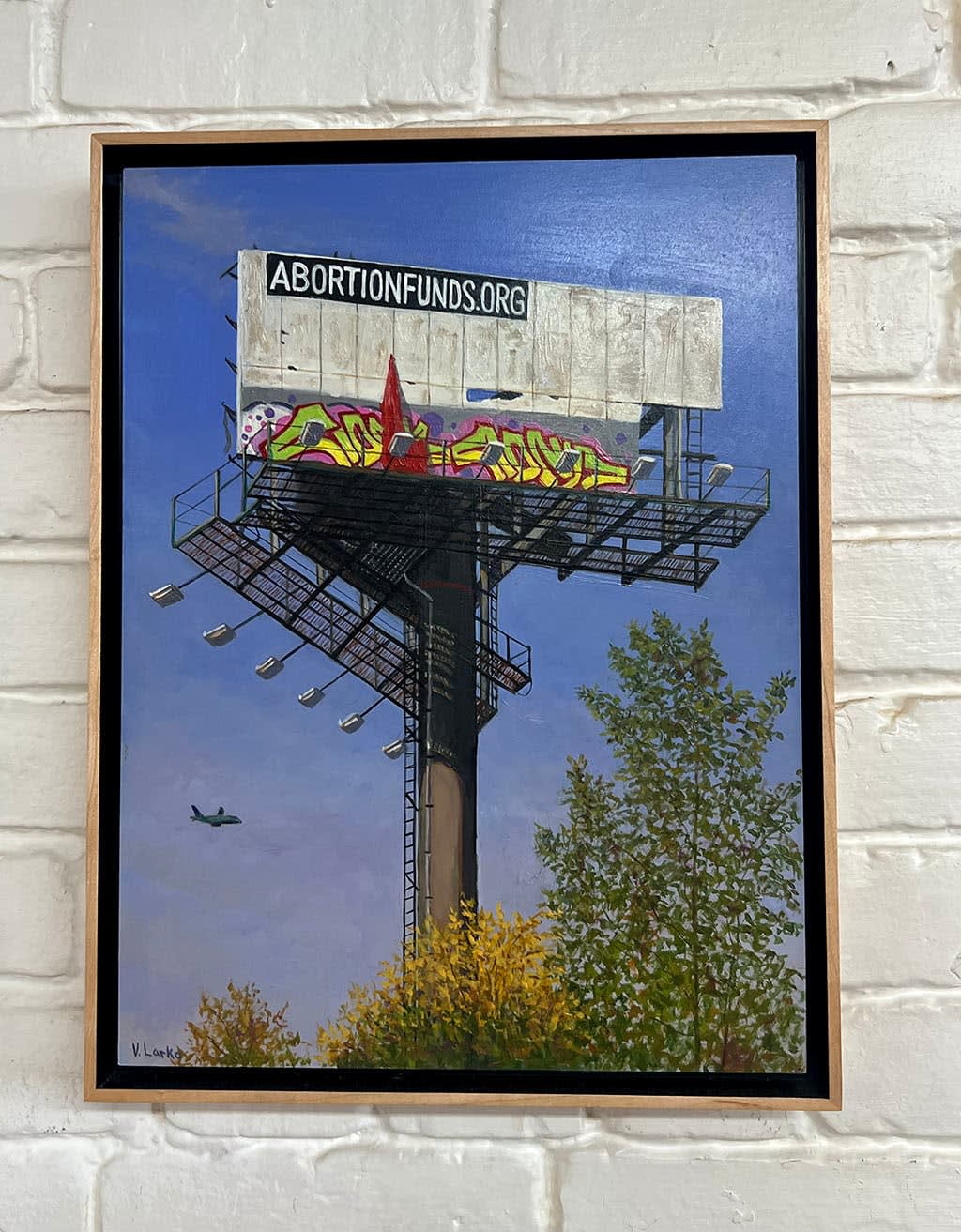 Painting by Valeri Larko of a billboard on wall